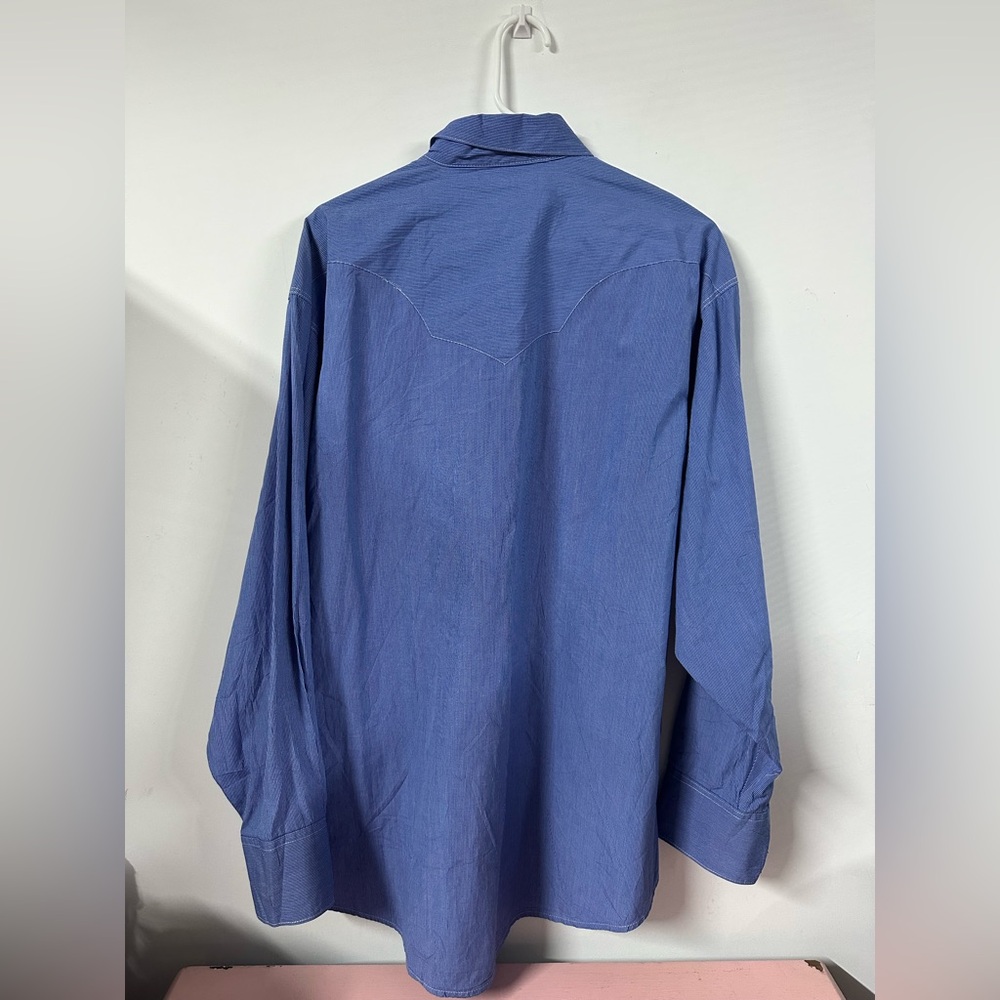 Vintage Rockmount Ranch Wear Shirt Mens XL Blue Western Diamond Snap Long Sleeve - Picture 6 of 7